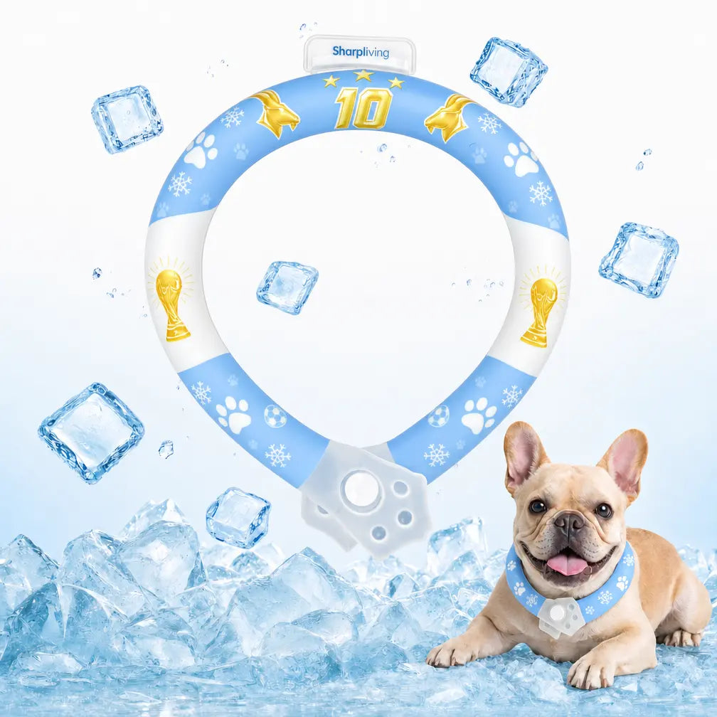 Eco-Friendly Reusable Pet Cooling Collar with Advanced Phase Change Material and 64°F Ice Ring - Sweat-Free Neck Wrap for Instant Chill and Panting Reduction for Dogs of All Sizes, Ideal for Summer Beach Outings