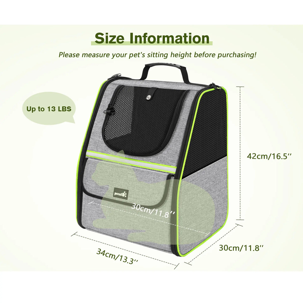 Pecute Trapezoid Shape Cat Carrier Backpack, Expandable Animal Carrier for Comfortable Travel, Well-Ventilated, Available in Black and Grey for Pet Lovers