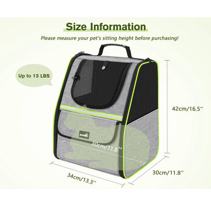 Pecute Trapezoid Shape Cat Carrier Backpack, Expandable Animal Carrier for Comfortable Travel, Well-Ventilated, Available in Black and Grey for Pet Lovers