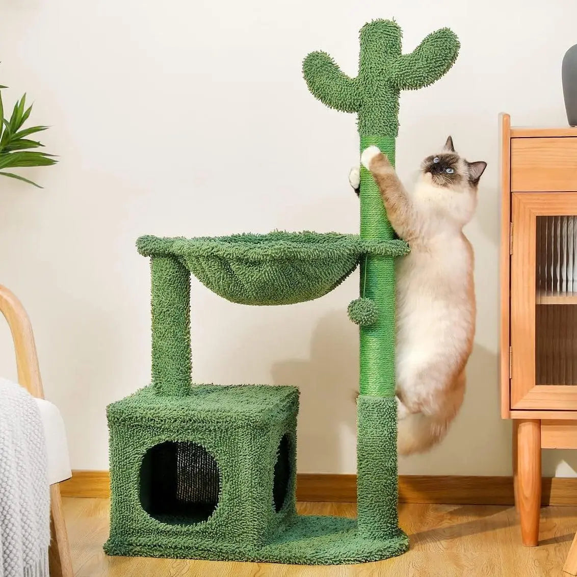 Cat Tree Tower with Scratching Sisal Posts,Hammock,Ladder and Feeding Bowl