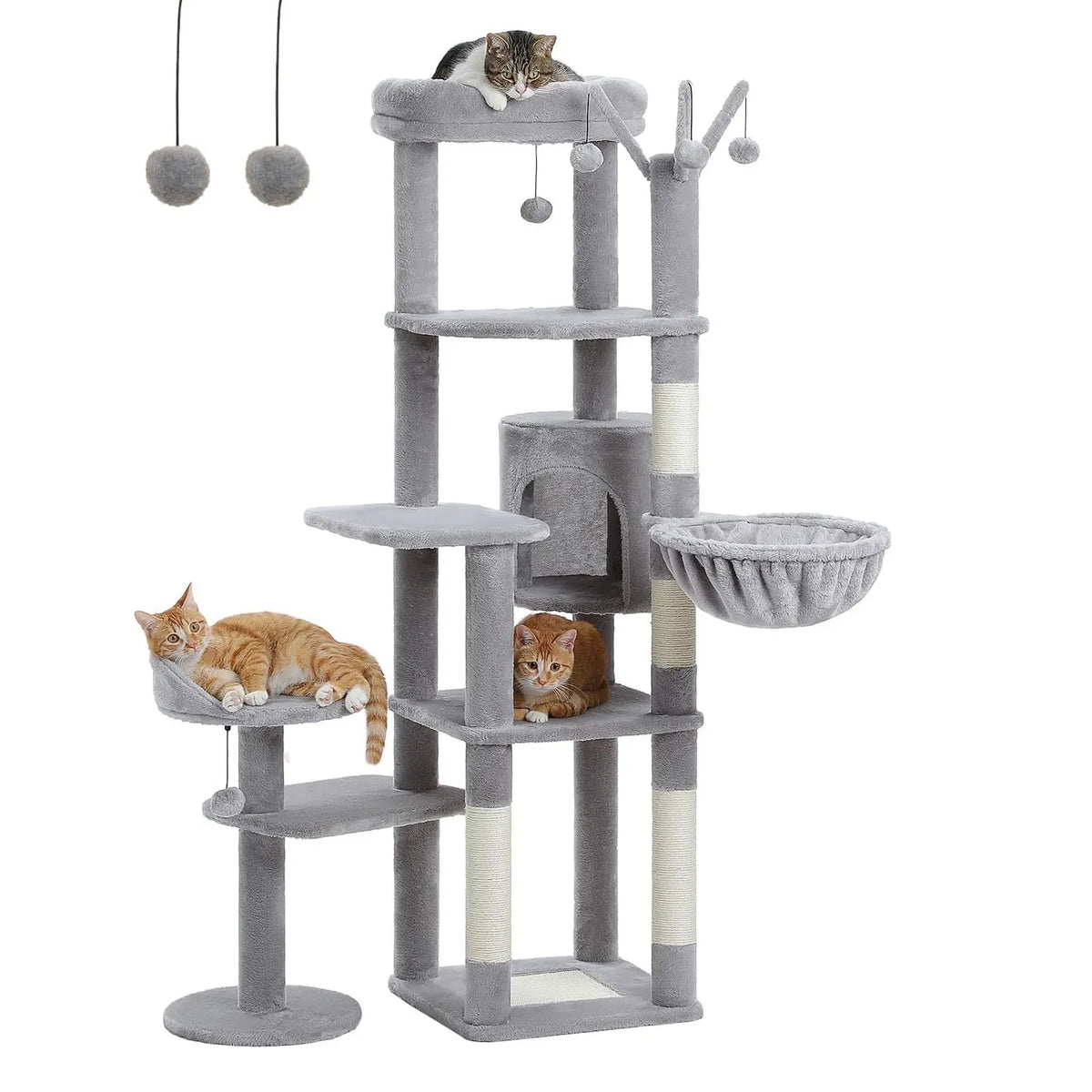 Cat Tree Tower with Scratching Sisal Posts,Hammock,Ladder and Feeding Bowl