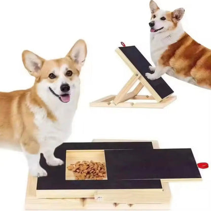 Dog Nail Filing Board with Integrated Treat Drawer - Durable Wooden Scratch Pad for All Breeds, Adjustable Design