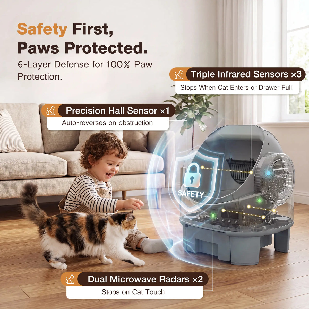 Alifuraha Automatic Self-Cleaning Portable Litter Box for Cats - Open-Top Design, Large Capacity for 3.5 to 22 lbs, App-Free Operation, 4-Layer Safety Features, Easy-Clean Drum, 15-Day Waste Storage, Scoop-Free Convenience, 3-Minute Deep Cleaning, Odor Control, Auto and Manual Modes
