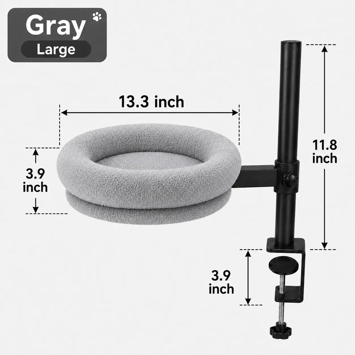 Desk Mounted Cat Bed, 60LBS Heavy Duty Floating Cat Perch with Adjustable Swivel Arm, Removable Machine Washable Plush Cat Nest, No-Drill Clip-On Cat Bed for Desk, Gaming & Home Office