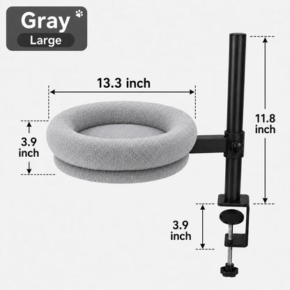 Desk Mounted Cat Bed, 60LBS Heavy Duty Floating Cat Perch with Adjustable Swivel Arm, Removable Machine Washable Plush Cat Nest, No-Drill Clip-On Cat Bed for Desk, Gaming & Home Office