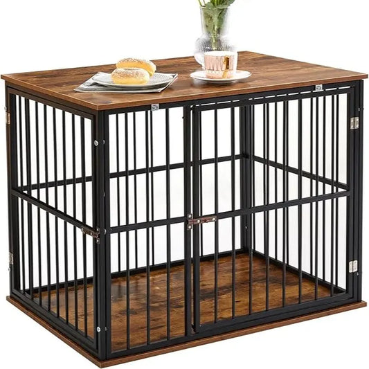 Made4Pets Single Unit Steel Frame Dog Crate Furniture - Heavy-Duty Steel Frame Kennel, Chew-Resistant Enclosure with Washable Cushion, Ventilation, Modern Small Dog Side End Table