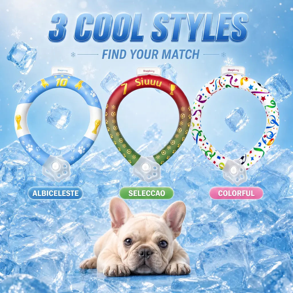 Eco-Friendly Reusable Pet Cooling Collar with Advanced Phase Change Material and 64°F Ice Ring - Sweat-Free Neck Wrap for Instant Chill and Panting Reduction for Dogs of All Sizes, Ideal for Summer Beach Outings
