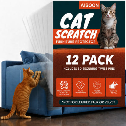 AISOON 60 Pcs 15Mm Transparent Single-Side Self-Adhesive Cat Scratch Tape, Furniture Protection Scratch Shield, Residue-Free Couch Deterrent