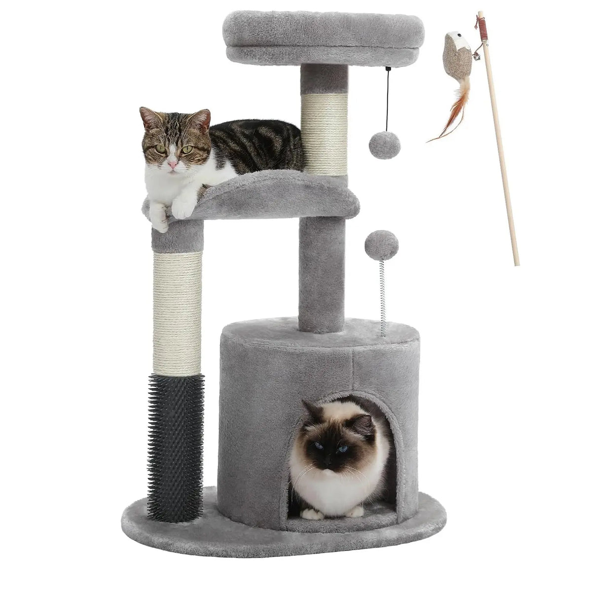 Cat Tree Tower with Scratching Sisal Posts,Hammock,Ladder and Feeding Bowl