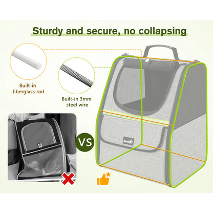 Pecute Trapezoid Shape Cat Carrier Backpack, Expandable Animal Carrier for Comfortable Travel, Well-Ventilated, Available in Black and Grey for Pet Lovers