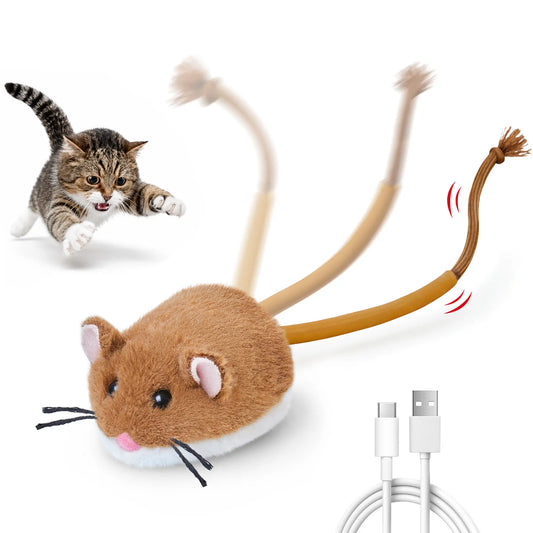 Potaroma Automatic Motion-Activated Plush Mouse Cat Toy - Rechargeable Interactive Device for Indoor Cats and Kittens