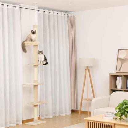 Cat Tree Tower with Scratching Sisal Posts,Hammock,Ladder and Feeding Bowl