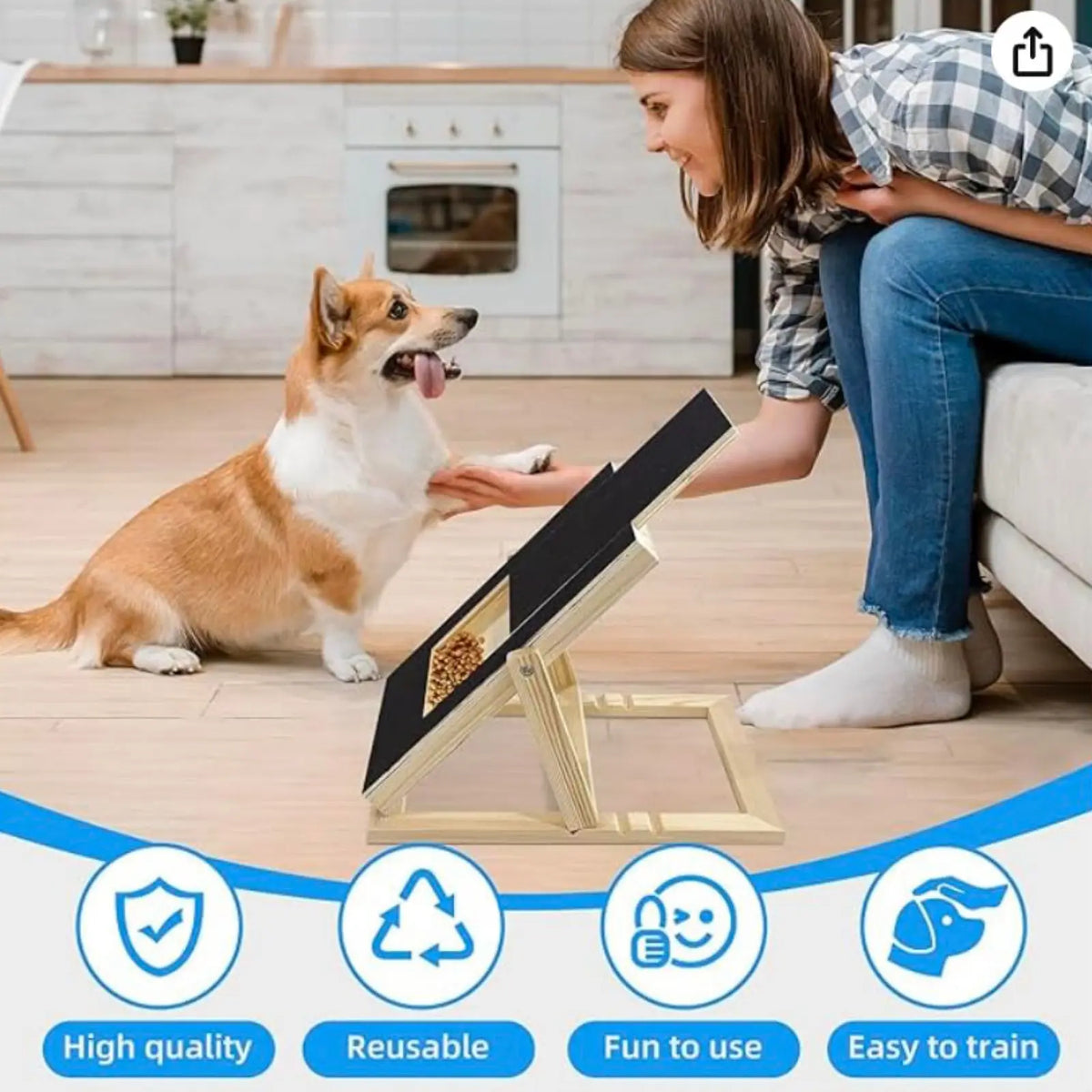 Dog Nail Filing Board with Integrated Treat Drawer - Durable Wooden Scratch Pad for All Breeds, Adjustable Design