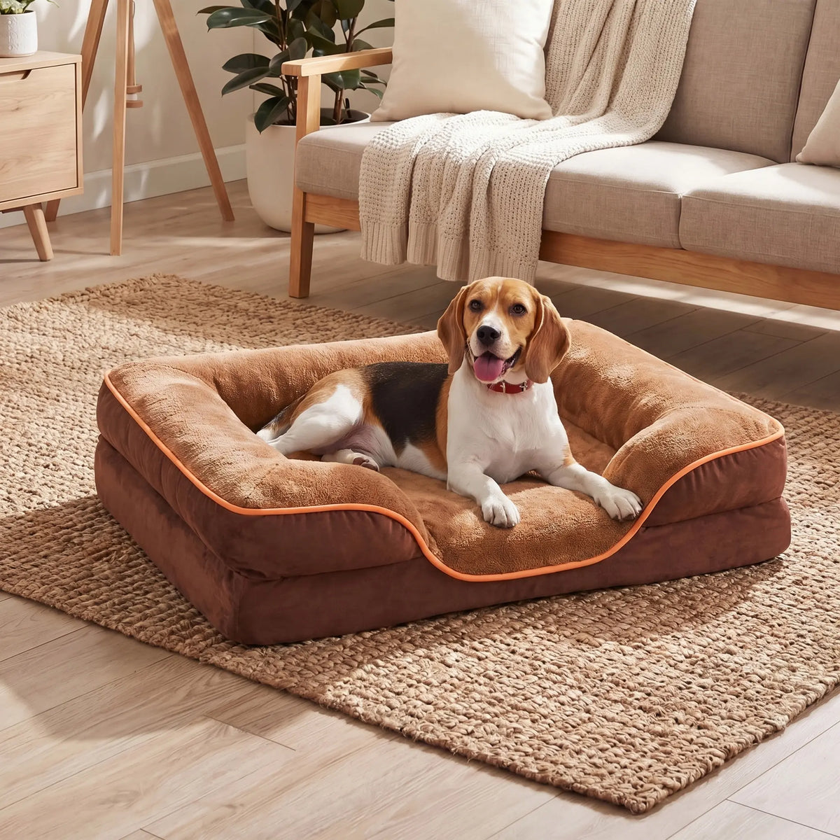 Sweetcrispy Modern Orthopedic Memory Foam Pet Bed for Large Dogs with 3-Sided Bolsters - 20"L x 24"W x 8"Th, Waterproof Detachable Cover, Non-Slip Base, Joint Relief, Consistent Support, Pressure Relief, Supportive Sofa, 24 to 48 Hour Recovery Time