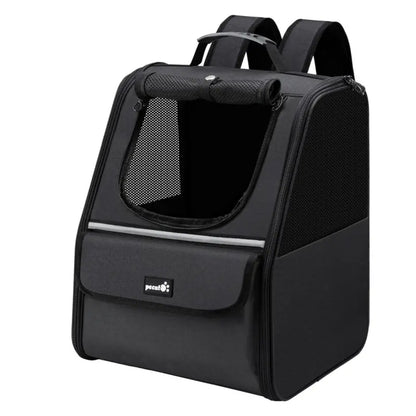 Pecute Trapezoid Shape Cat Carrier Backpack, Expandable Animal Carrier for Comfortable Travel, Well-Ventilated, Available in Black and Grey for Pet Lovers