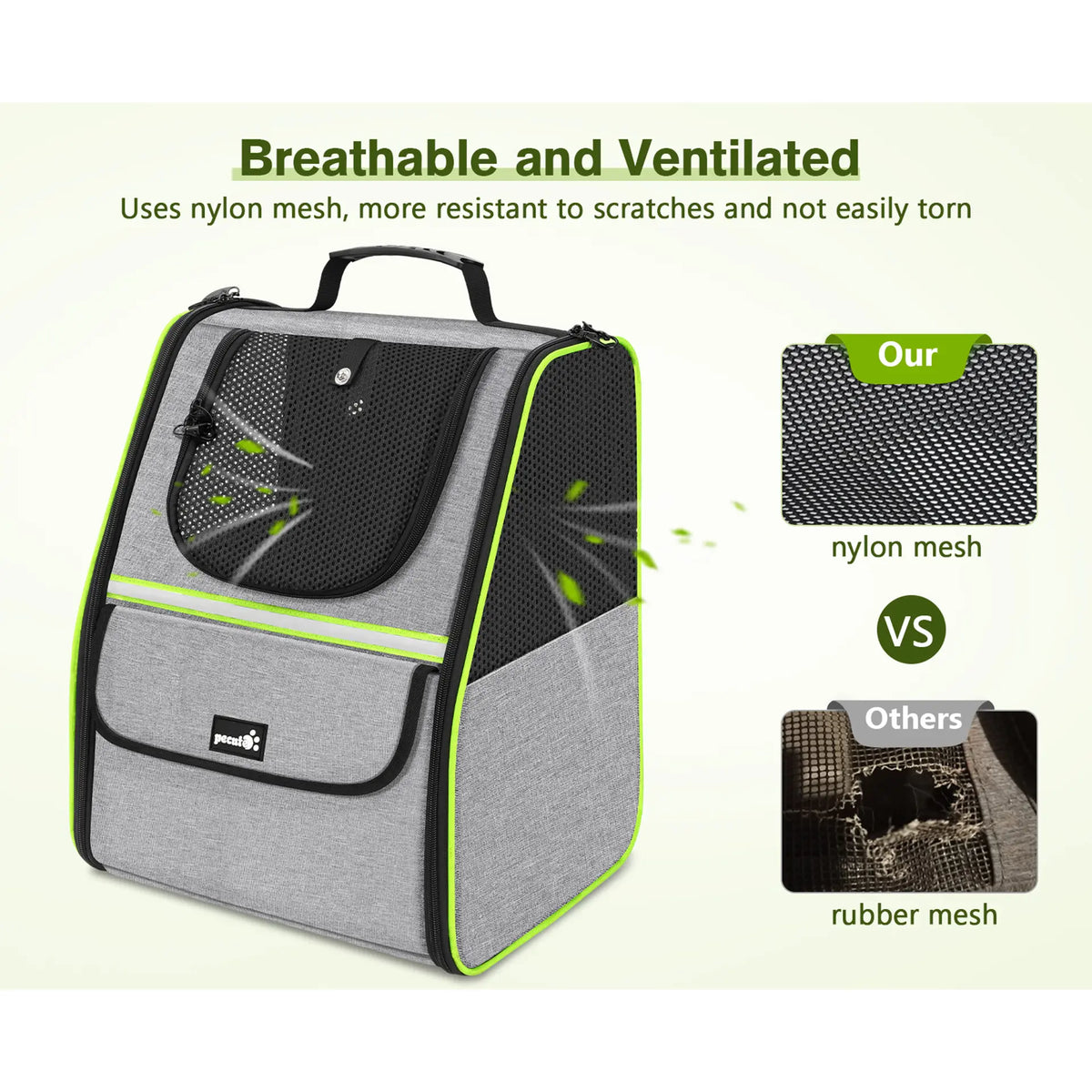 Pecute Trapezoid Shape Cat Carrier Backpack, Expandable Animal Carrier for Comfortable Travel, Well-Ventilated, Available in Black and Grey for Pet Lovers