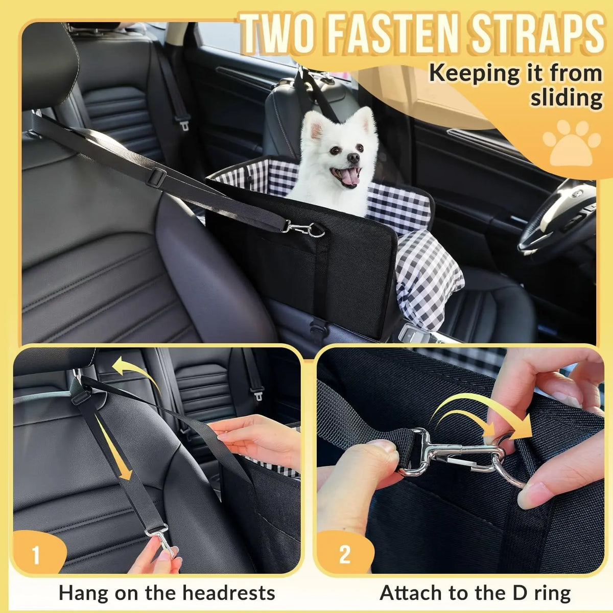 Must-Have Center Console Dog Car Seat for Small Pets up to 12 Lbs, Armrest Booster Seat with Built-In Leash, Cozy Travel Pet Bed for Dogs & Cats