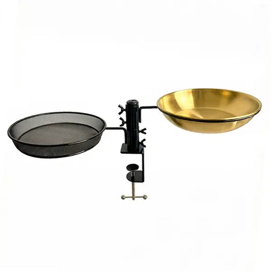 Metal Wildbird Feeder with Mesh & Detachable Birdbath Bowl/Dish, Easy Railing-Mount, 8In Diameter Platform Tray, Adjustable Clamp, 2.5In Max Fit for Deck/Porch Outdoor Bird Feeding Supplies