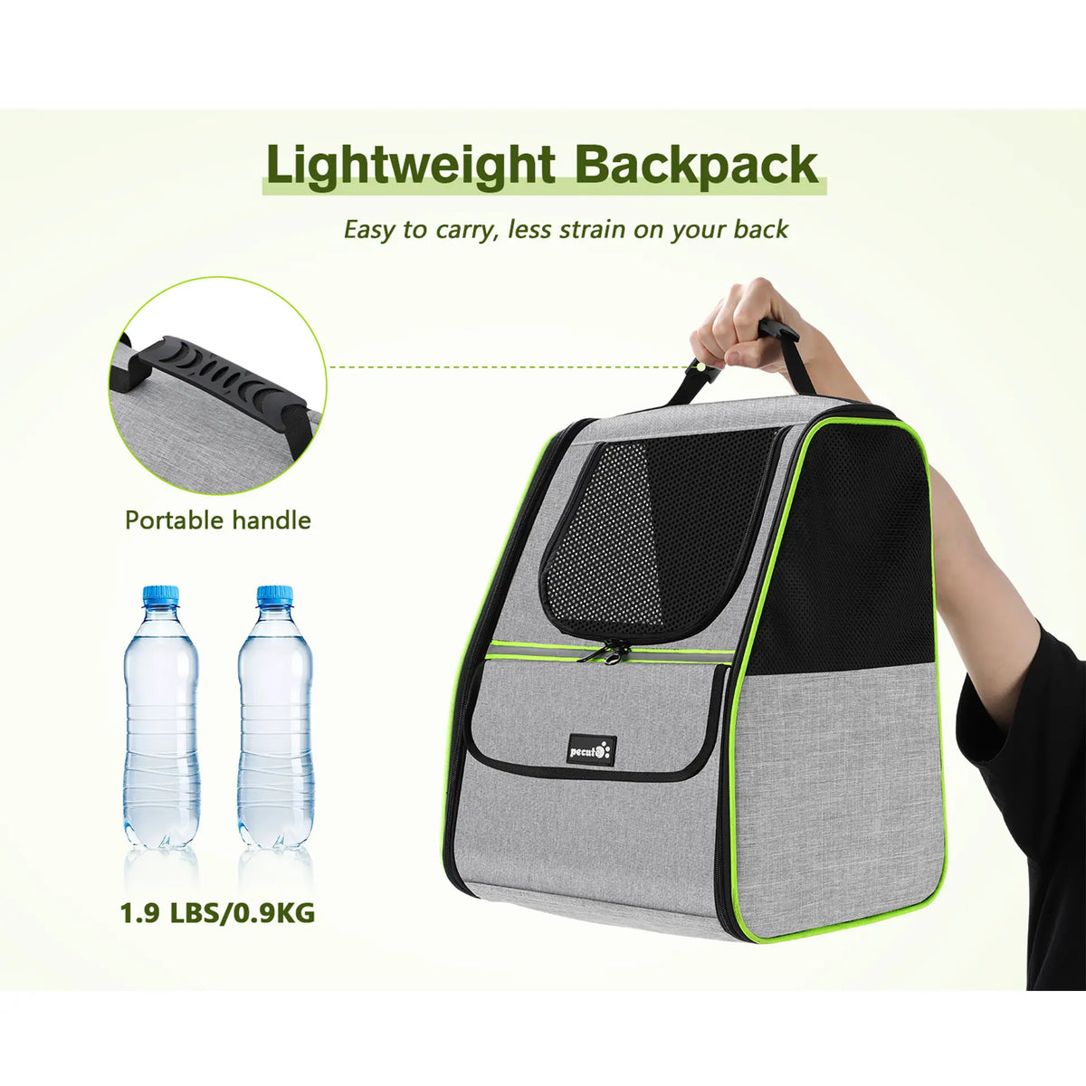 Pecute Trapezoid Shape Cat Carrier Backpack, Expandable Animal Carrier for Comfortable Travel, Well-Ventilated, Available in Black and Grey for Pet Lovers