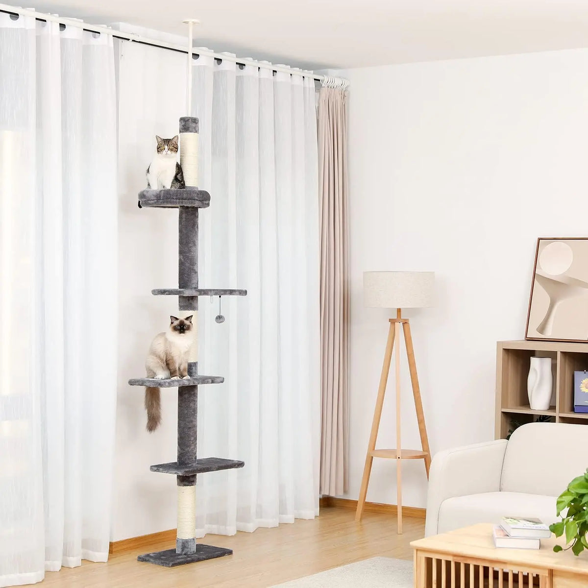 Cat Tree Tower with Scratching Sisal Posts,Hammock,Ladder and Feeding Bowl