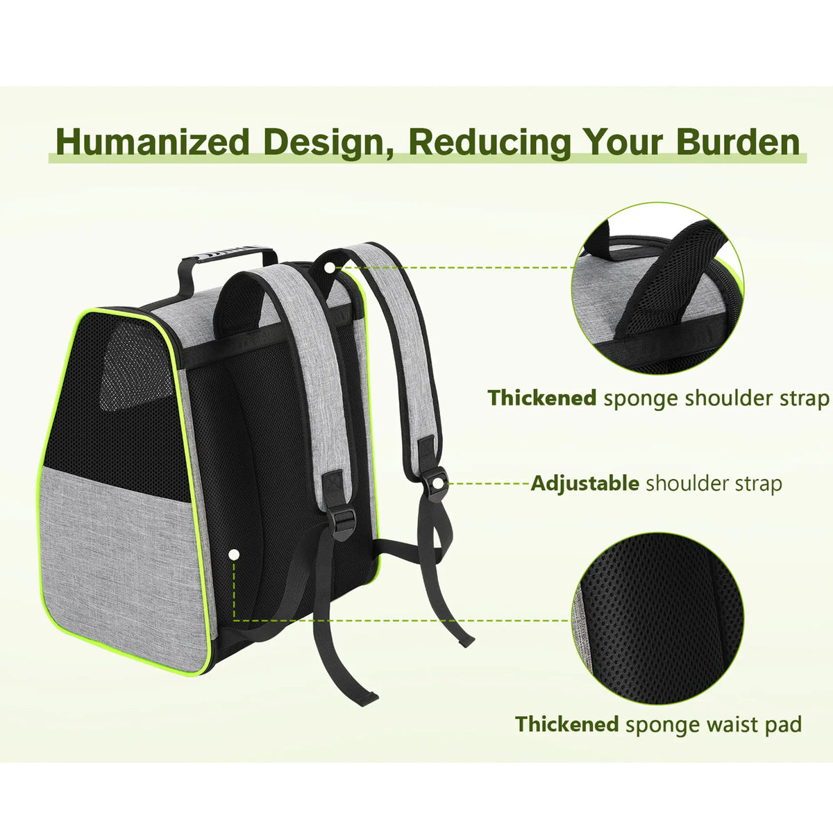 Pecute Trapezoid Shape Cat Carrier Backpack, Expandable Animal Carrier for Comfortable Travel, Well-Ventilated, Available in Black and Grey for Pet Lovers