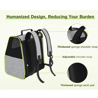 Pecute Trapezoid Shape Cat Carrier Backpack, Expandable Animal Carrier for Comfortable Travel, Well-Ventilated, Available in Black and Grey for Pet Lovers