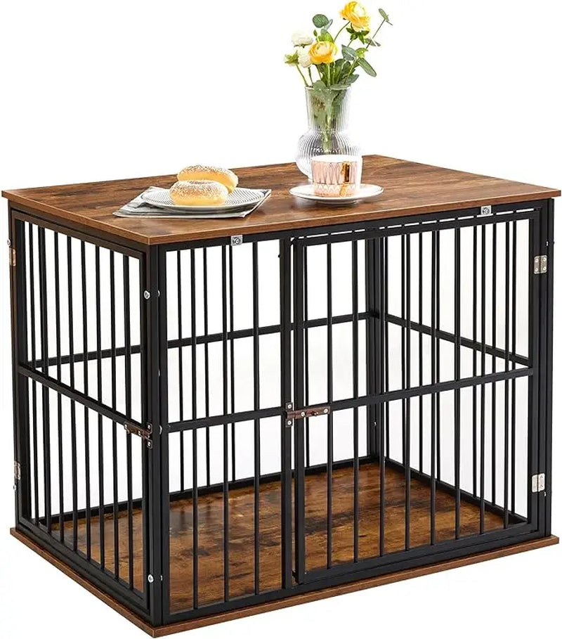 Made4Pets Single Unit Steel Frame Dog Crate Furniture - Heavy-Duty Steel Frame Kennel, Chew-Resistant Enclosure with Washable Cushion, Ventilation, Modern Small Dog Side End Table