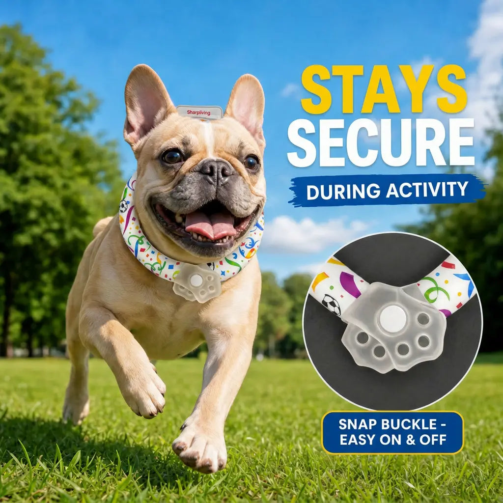 Eco-Friendly Reusable Pet Cooling Collar with Advanced Phase Change Material and 64°F Ice Ring - Sweat-Free Neck Wrap for Instant Chill and Panting Reduction for Dogs of All Sizes, Ideal for Summer Beach Outings