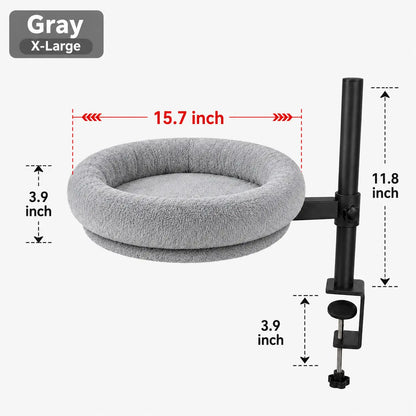 Desk Mounted Cat Bed, 60LBS Heavy Duty Floating Cat Perch with Adjustable Swivel Arm, Removable Machine Washable Plush Cat Nest, No-Drill Clip-On Cat Bed for Desk, Gaming & Home Office
