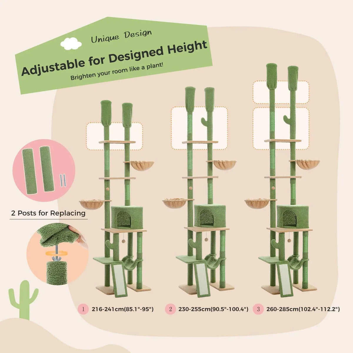 Cat Tree Tower with Scratching Sisal Posts,Hammock,Ladder and Feeding Bowl