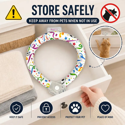 Eco-Friendly Reusable Pet Cooling Collar with Advanced Phase Change Material and 64°F Ice Ring - Sweat-Free Neck Wrap for Instant Chill and Panting Reduction for Dogs of All Sizes, Ideal for Summer Beach Outings