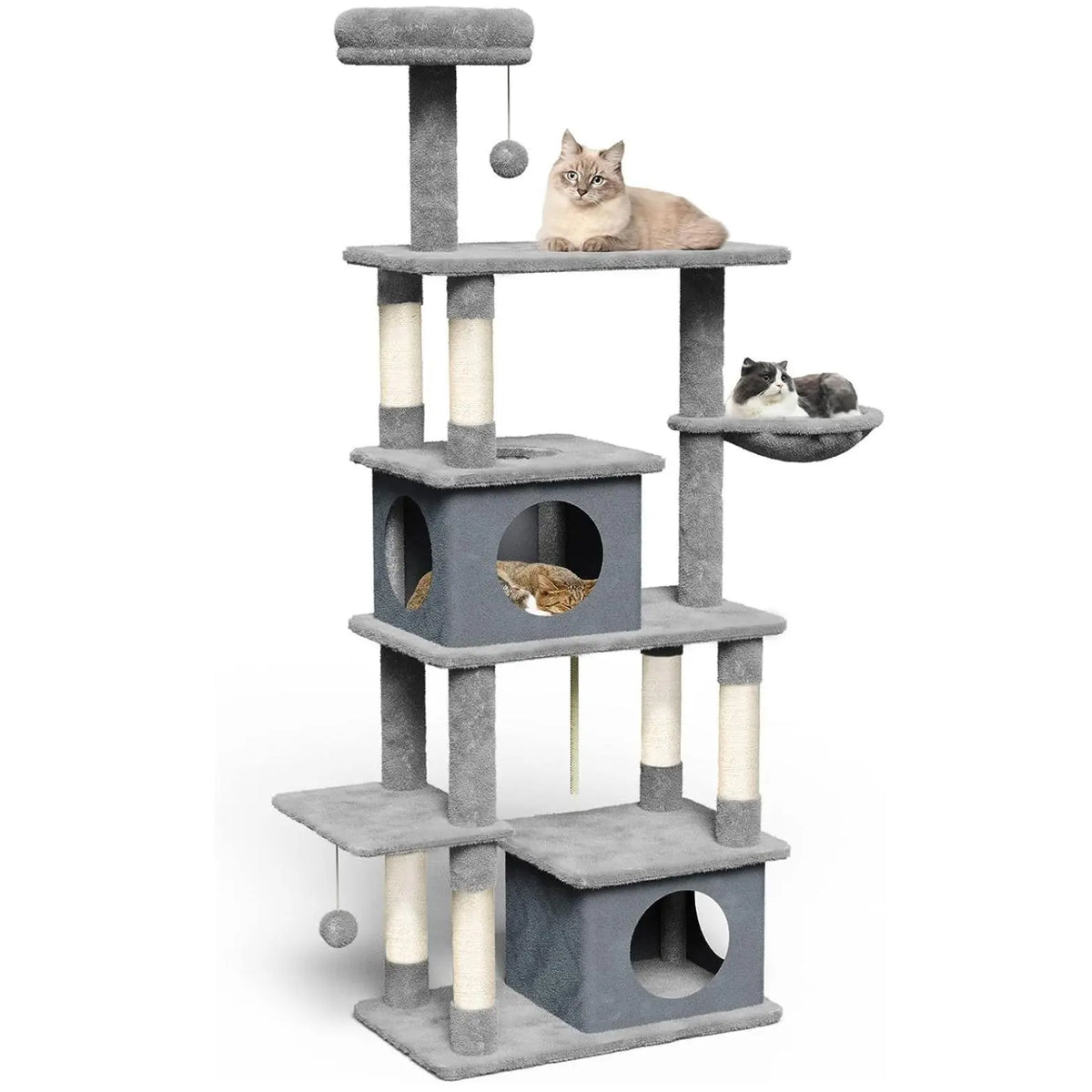 Cat Tree Tower with Scratching Sisal Posts,Hammock,Ladder and Feeding Bowl