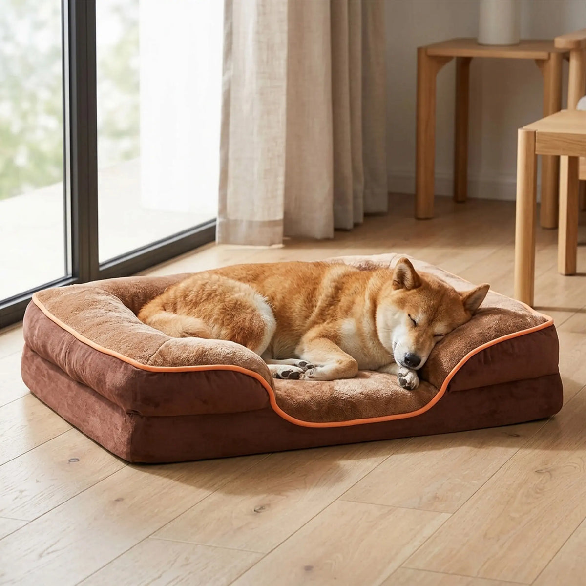 Sweetcrispy Modern Orthopedic Memory Foam Pet Bed for Large Dogs with 3-Sided Bolsters - 20"L x 24"W x 8"Th, Waterproof Detachable Cover, Non-Slip Base, Joint Relief, Consistent Support, Pressure Relief, Supportive Sofa, 24 to 48 Hour Recovery Time