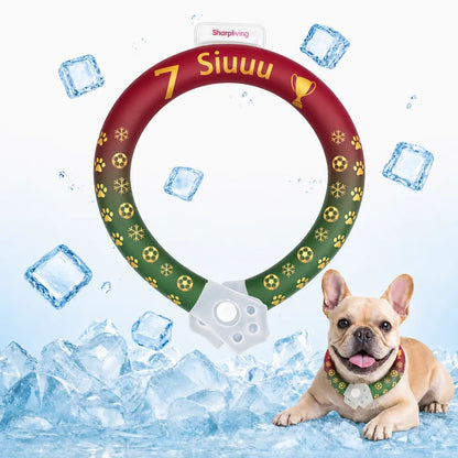 Eco-Friendly Reusable Pet Cooling Collar with Advanced Phase Change Material and 64°F Ice Ring - Sweat-Free Neck Wrap for Instant Chill and Panting Reduction for Dogs of All Sizes, Ideal for Summer Beach Outings