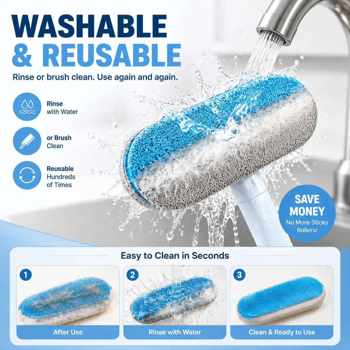 Upgraded 4-In-1 Pet Hair Remover with Adjustable Long Handle, Eco-Friendly Reusable Lint Brush with Comfortable Grip, Cost-Effective Washable Fur Removal Tool for Sofa, Car Seats