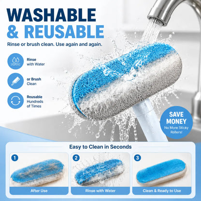 Upgraded 4-In-1 Pet Hair Remover with Adjustable Long Handle, Eco-Friendly Reusable Lint Brush with Comfortable Grip, Cost-Effective Washable Fur Removal Tool for Sofa, Car Seats