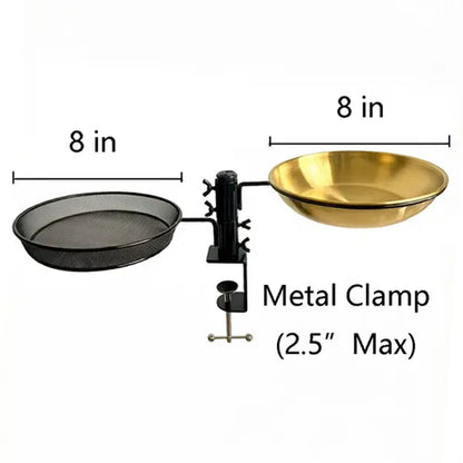 Metal Wildbird Feeder with Mesh & Detachable Birdbath Bowl/Dish, Easy Railing-Mount, 8In Diameter Platform Tray, Adjustable Clamp, 2.5In Max Fit for Deck/Porch Outdoor Bird Feeding Supplies
